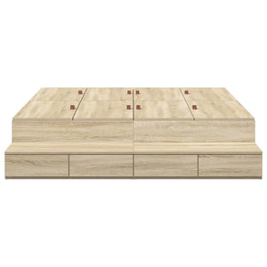vidaXL Storage Bed Frame Sonoma Oak 160 cm Engineered Wood