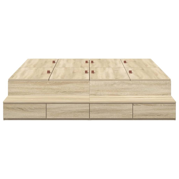 vidaXL Storage Bed Frame Sonoma Oak 160 cm Engineered Wood
