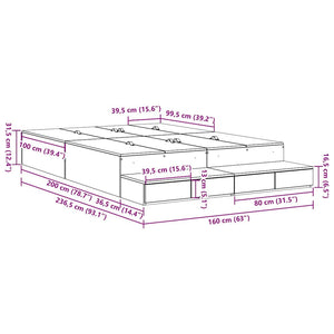 vidaXL Storage Bed Frame Sonoma Oak 160 cm Engineered Wood