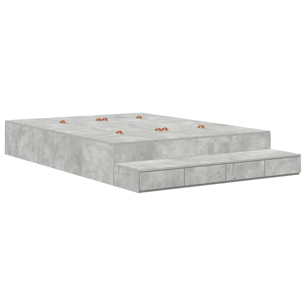 vidaXL Storage Bed Frame Concrete Grey 160 cm Engineered Wood