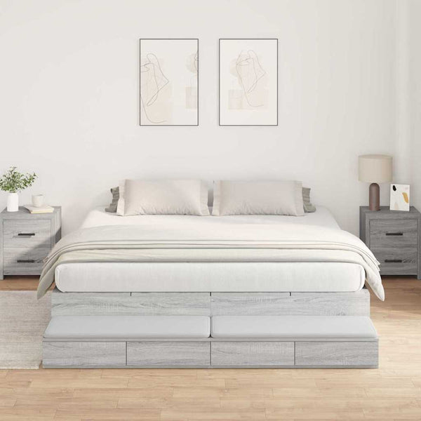 vidaXL Storage Bed Frame Sonoma Grey 180 cm Engineered Wood