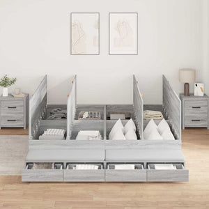 vidaXL Storage Bed Frame Sonoma Grey 180 cm Engineered Wood