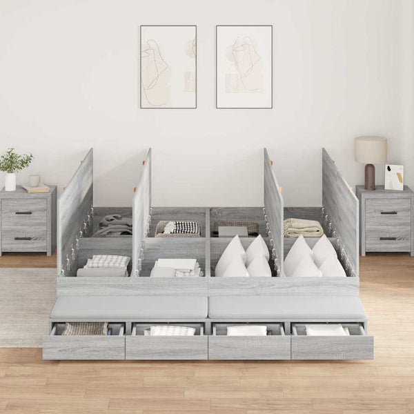vidaXL Storage Bed Frame Sonoma Grey 180 cm Engineered Wood