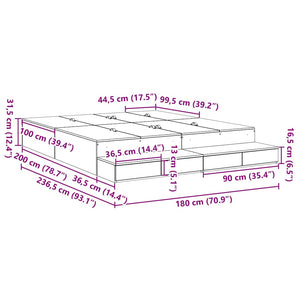 vidaXL Storage Bed Frame Sonoma Grey 180 cm Engineered Wood