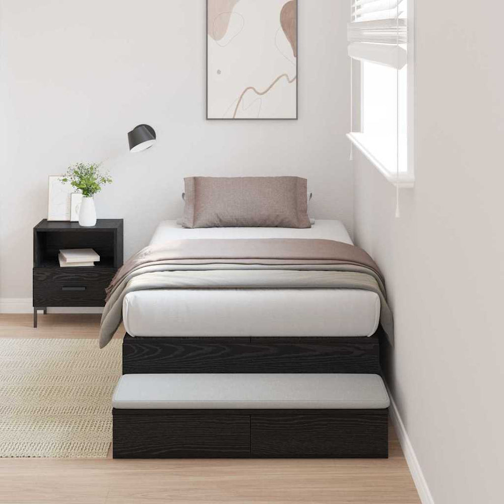vidaXL Storage Bed Frame Black Oak Look 75 cm