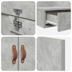 vidaXL Storage Bed Frame Concrete Grey 140 cm Engineered Wood