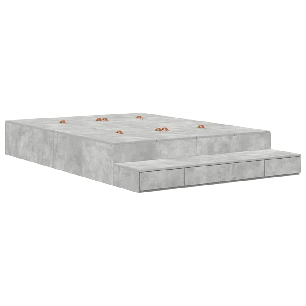 vidaXL Storage Bed Frame Concrete Grey 140 cm Engineered Wood