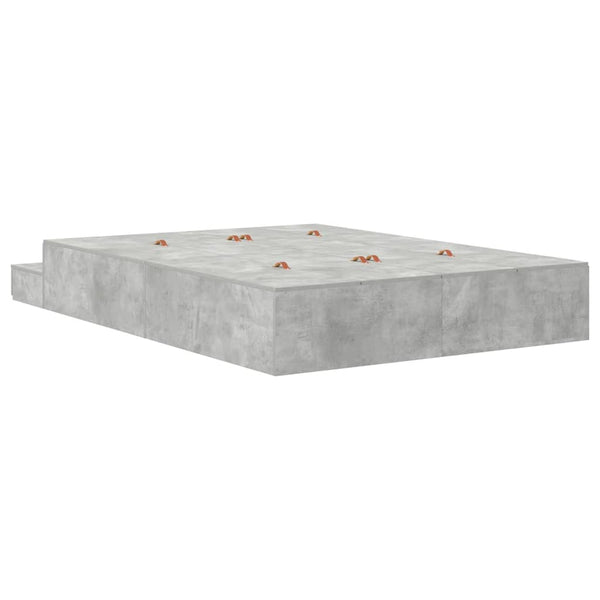 vidaXL Storage Bed Frame Concrete Grey 140 cm Engineered Wood