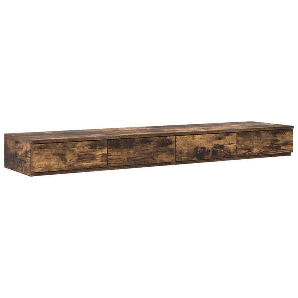 vidaXL Storage Bed Frame Smoked Oak 140 cm Engineered Wood