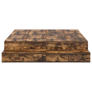 vidaXL Storage Bed Frame Smoked Oak 140 cm Engineered Wood