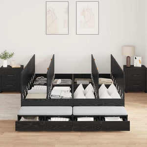 vidaXL Storage Bed Frame Black Oak-Look 135 cm