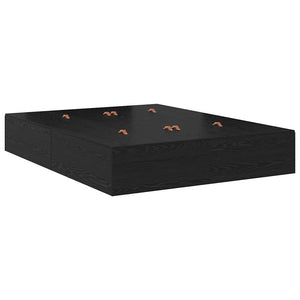 vidaXL Storage Bed Frame Black Oak-Look 135 cm