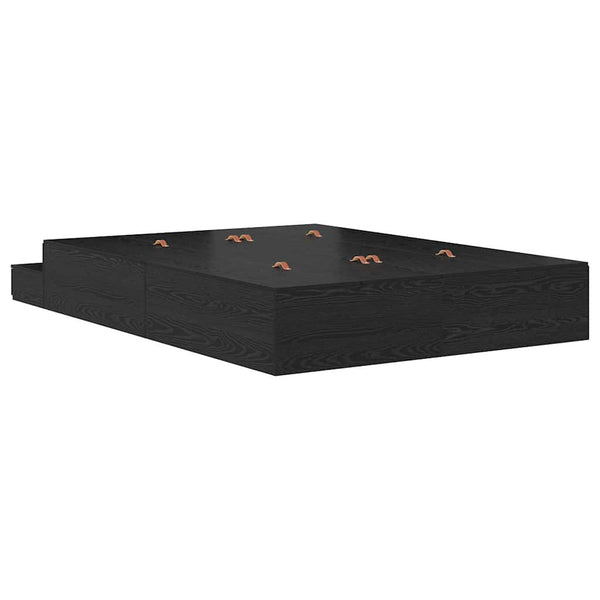 vidaXL Storage Bed Frame Black Oak-Look 135 cm