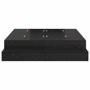 vidaXL Storage Bed Frame Black Oak-Look 135 cm