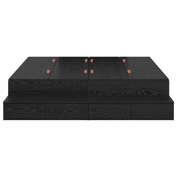vidaXL Storage Bed Frame Black Oak-Look 135 cm