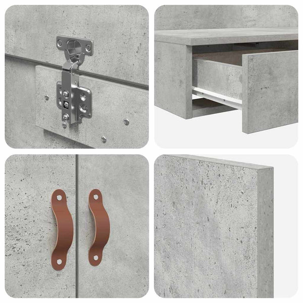 vidaXL Storage Bed Frame Concrete Grey 135 cm Engineered Wood