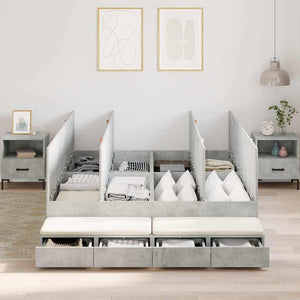 vidaXL Storage Bed Frame Concrete Grey 135 cm Engineered Wood