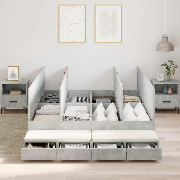 vidaXL Storage Bed Frame Concrete Grey 135 cm Engineered Wood