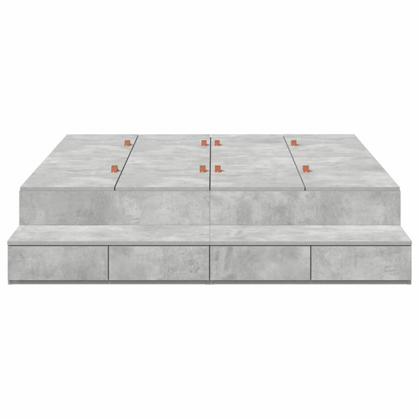 vidaXL Storage Bed Frame Concrete Grey 135 cm Engineered Wood