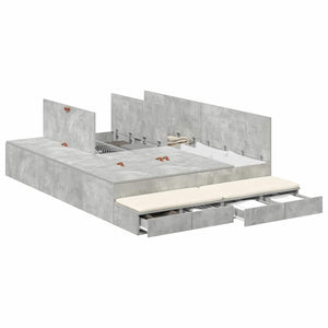 vidaXL Storage Bed Frame Concrete Grey 135 cm Engineered Wood