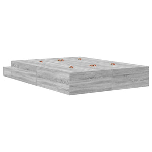 vidaXL Storage Bed Frame Sonoma Grey 135 cm Engineered Wood