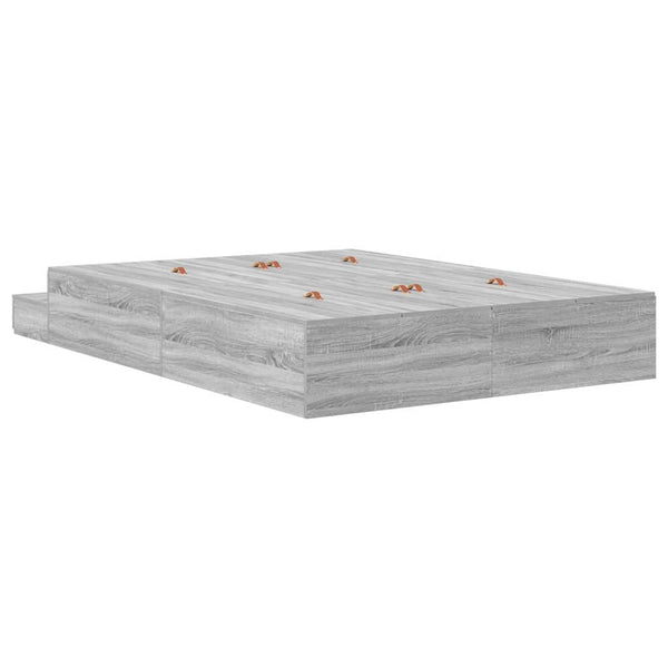 vidaXL Storage Bed Frame Sonoma Grey 135 cm Engineered Wood