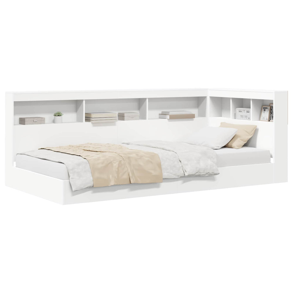 vidaXL Bookcase Bed with Headboard White 90 x 200 cm Engineered Wood