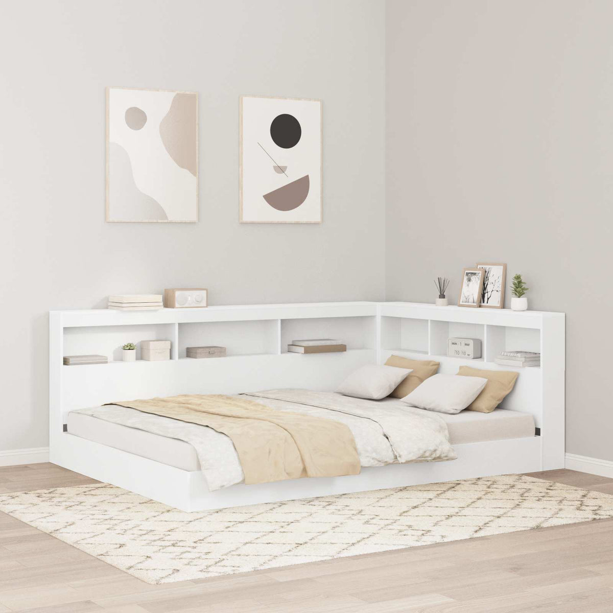 vidaXL Bookshelf Bed with Headboard White 140 x 200 cm Engineered Wood