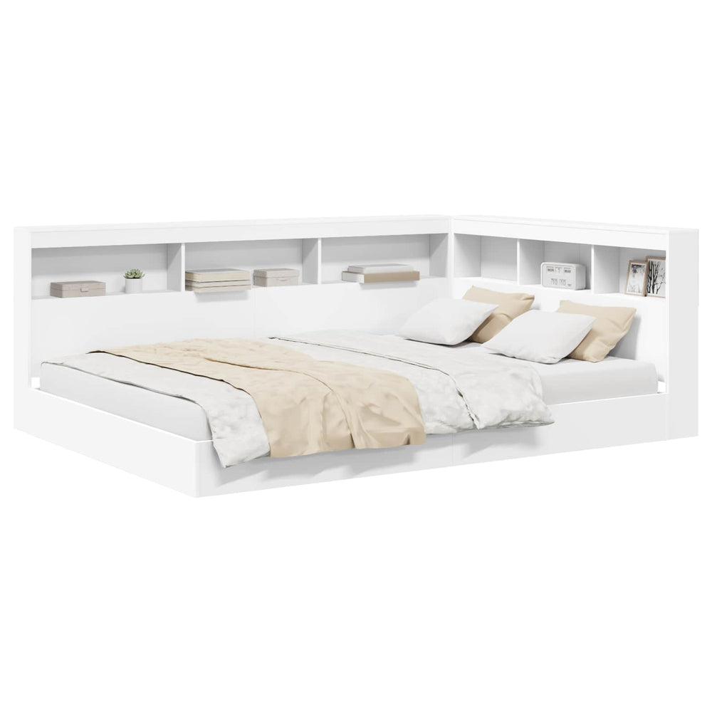 vidaXL Bookshelf Bed with Headboard White 140 x 200 cm Engineered Wood