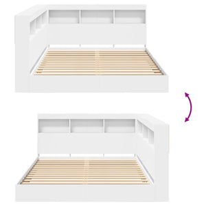 vidaXL Bookshelf Bed with Headboard White 140 x 200 cm Engineered Wood