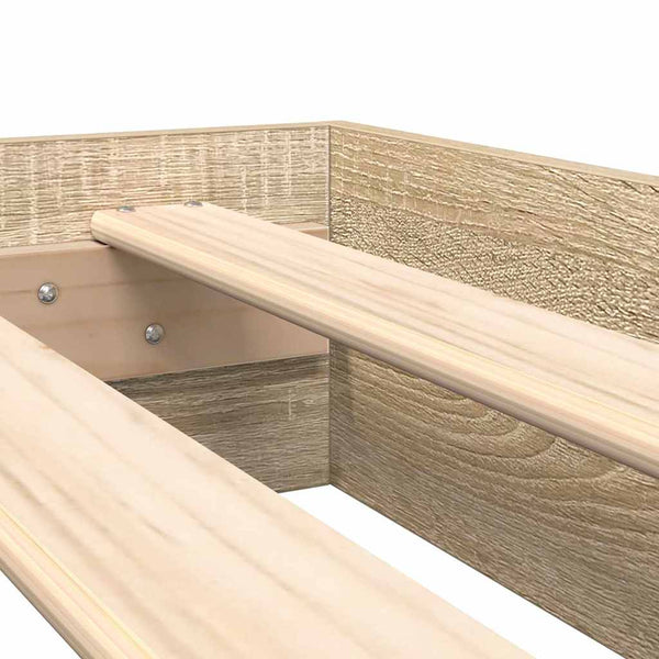 vidaXL Bookshelf Bed Sonoma Oak 140 x 200 cm Engineered Wood