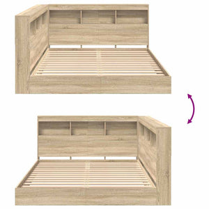 vidaXL Bookshelf Bed Sonoma Oak 140 x 200 cm Engineered Wood