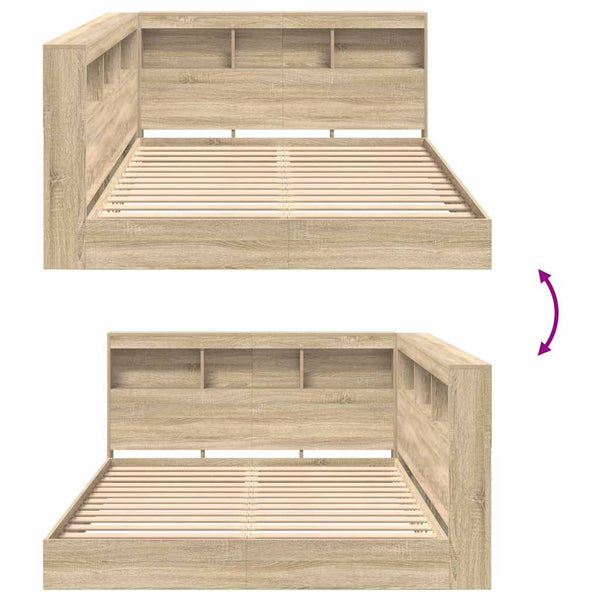 vidaXL Bookshelf Bed Sonoma Oak 140 x 200 cm Engineered Wood