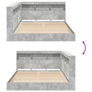 vidaXL Bookshelf Bed Concrete Gray 140 x 200 cm Engineered Wood