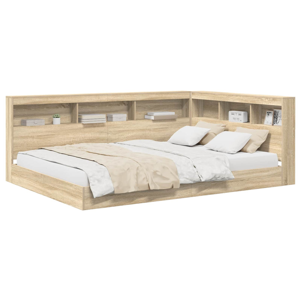 vidaXL Bookcase Bed Sonoma Oak 160 x 200 cm Engineered Wood