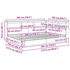 vidaXL Bookcase Bed Sonoma Oak 160 x 200 cm Engineered Wood