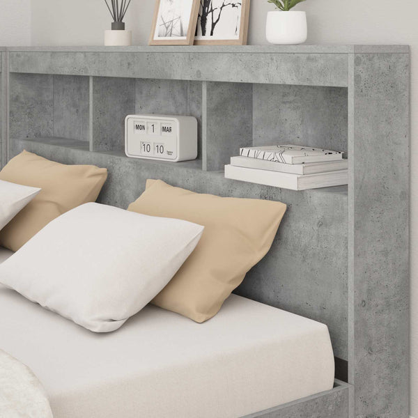vidaXL Bookshelf Bed Concrete Gray 160 x 200 cm Engineered Wood