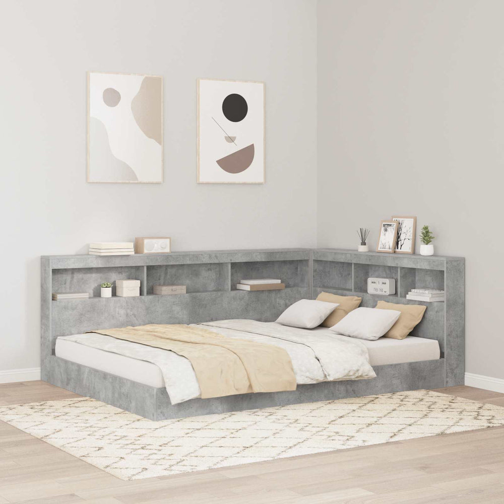 vidaXL Bookshelf Bed Concrete Gray 160 x 200 cm Engineered Wood