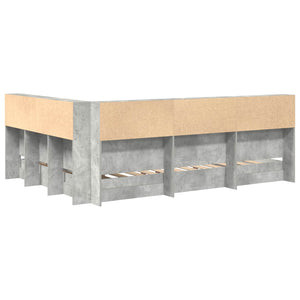 vidaXL Bookshelf Bed Concrete Gray 160 x 200 cm Engineered Wood