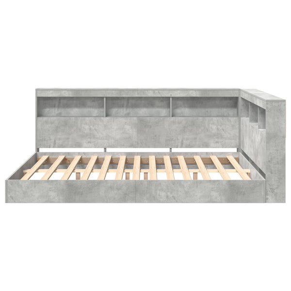 vidaXL Bookshelf Bed Concrete Gray 160 x 200 cm Engineered Wood