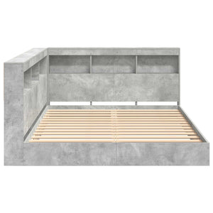 vidaXL Bookshelf Bed Concrete Gray 160 x 200 cm Engineered Wood