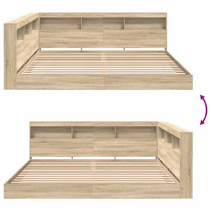 vidaXL Bookcase Bed Sonoma Oak 180 x 200 cm Engineered Wood