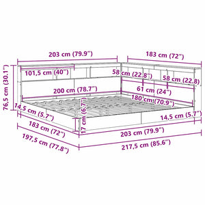 vidaXL Bookcase Bed Sonoma Oak 180 x 200 cm Engineered Wood