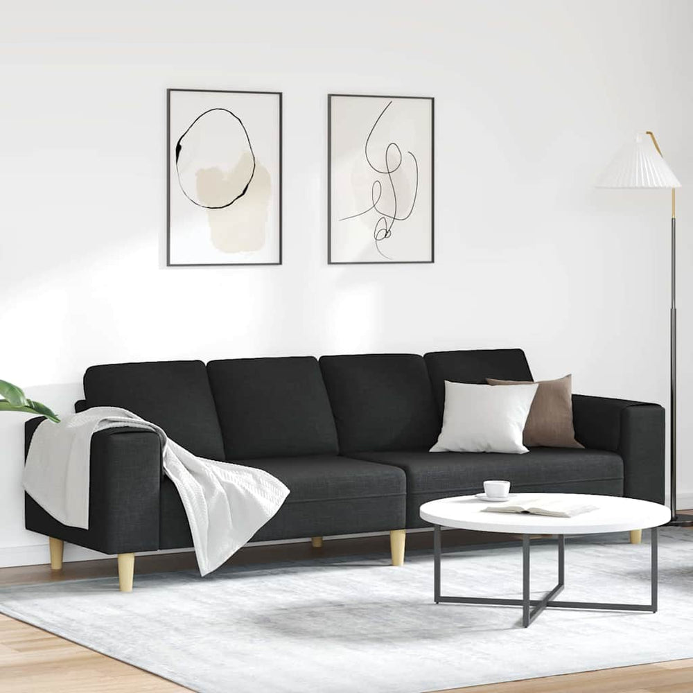 vidaXL Living Room Couch Black 250 x 77 x 76 cm Polyester