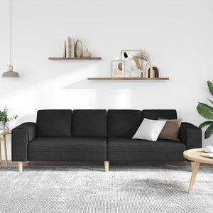 vidaXL Living Room Couch Black 250 x 77 x 76 cm Polyester