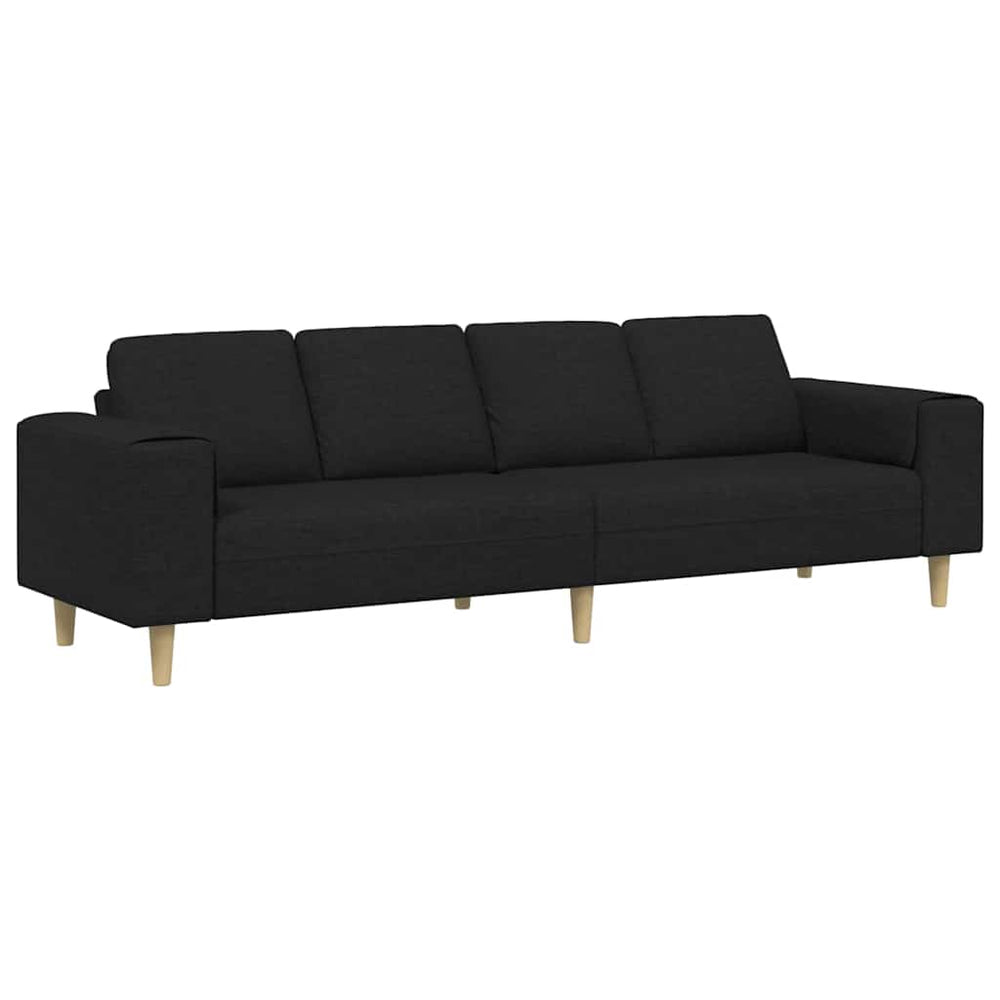 vidaXL Living Room Couch Black 250 x 77 x 76 cm Polyester