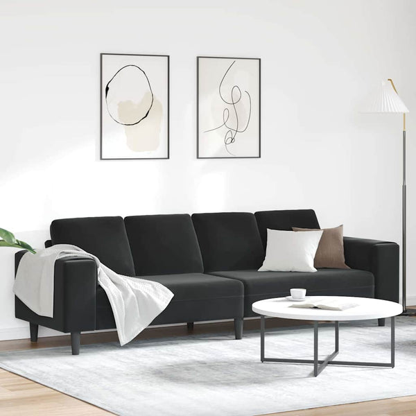 vidaXL Living Room Sofa Black 250 x 77 x 76 cm
