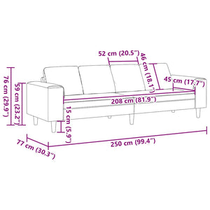 vidaXL Living Room Sofa Cream 250 x 77 x 76 cm