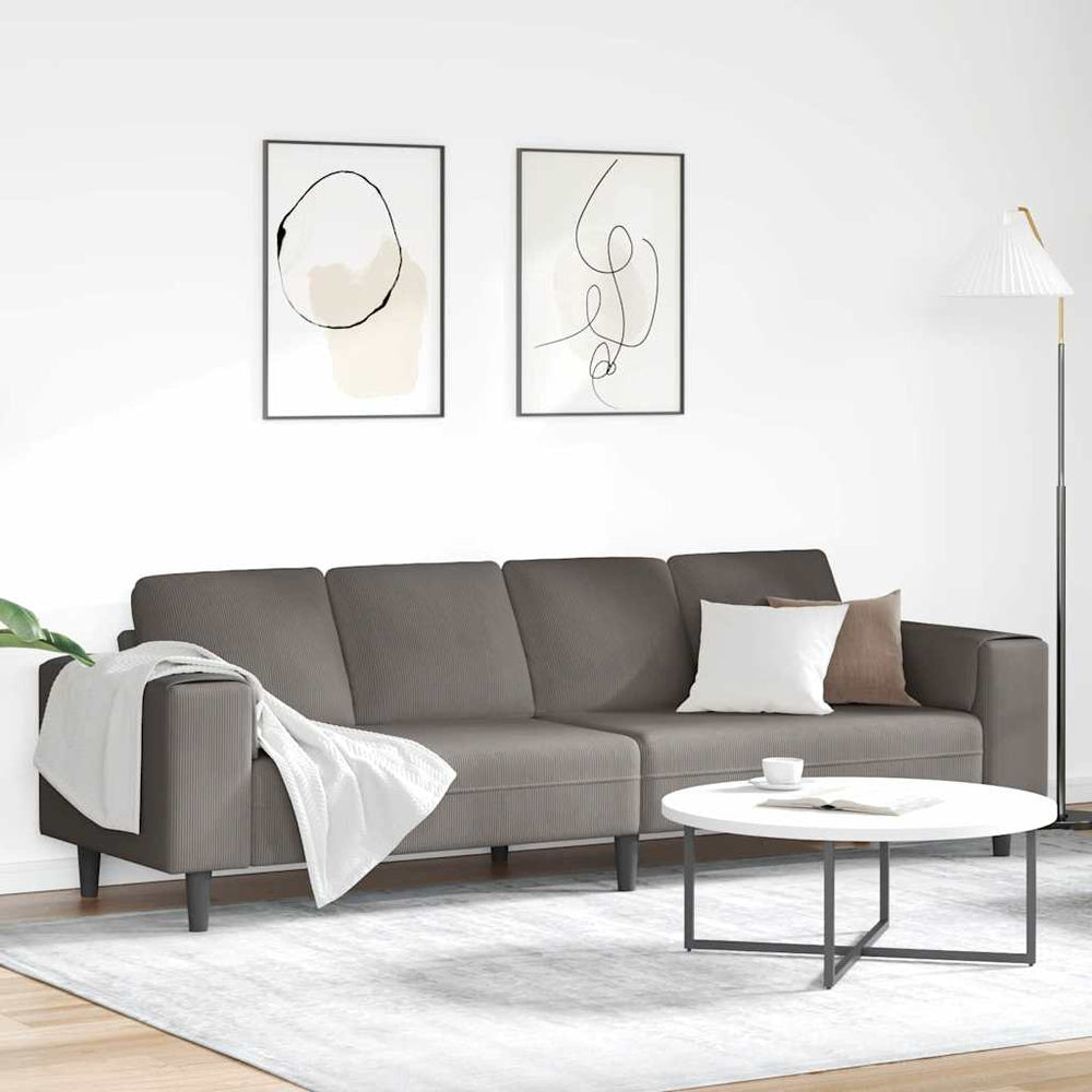 vidaXL Sofa Light Gray 250 x 77 x 76 cm Corduroy