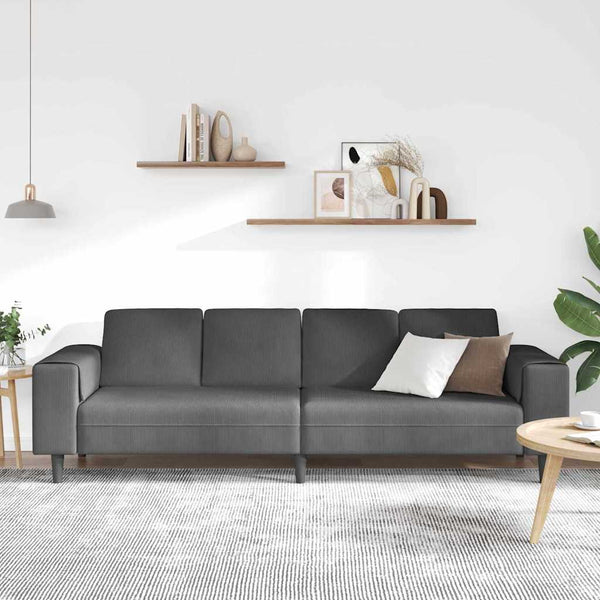 vidaXL Sofa Dark Grey 250 x 77 x 76 cm Corduroy